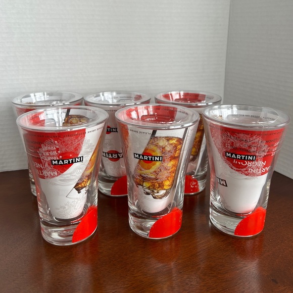 Six Martini & Rossi Promotional Advertising Collector Glasses Vermouth Barware - Picture 2 of 9